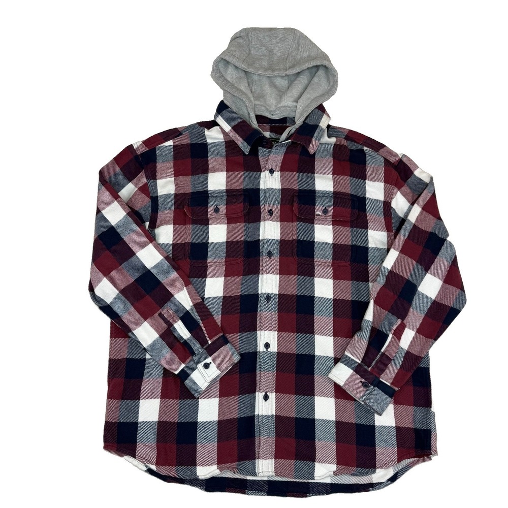NEW American Eagle Hooded Plaid Flannel Men's Shirt Sz XXL Shacket Jacket AE 2X